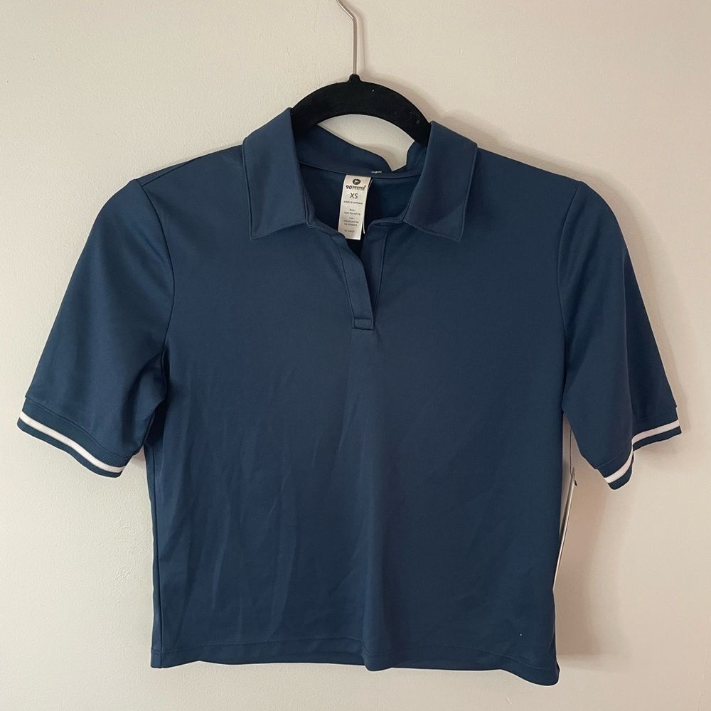 90 degree by reflex cropped collared top size XS short sleeve tennis polo NWT